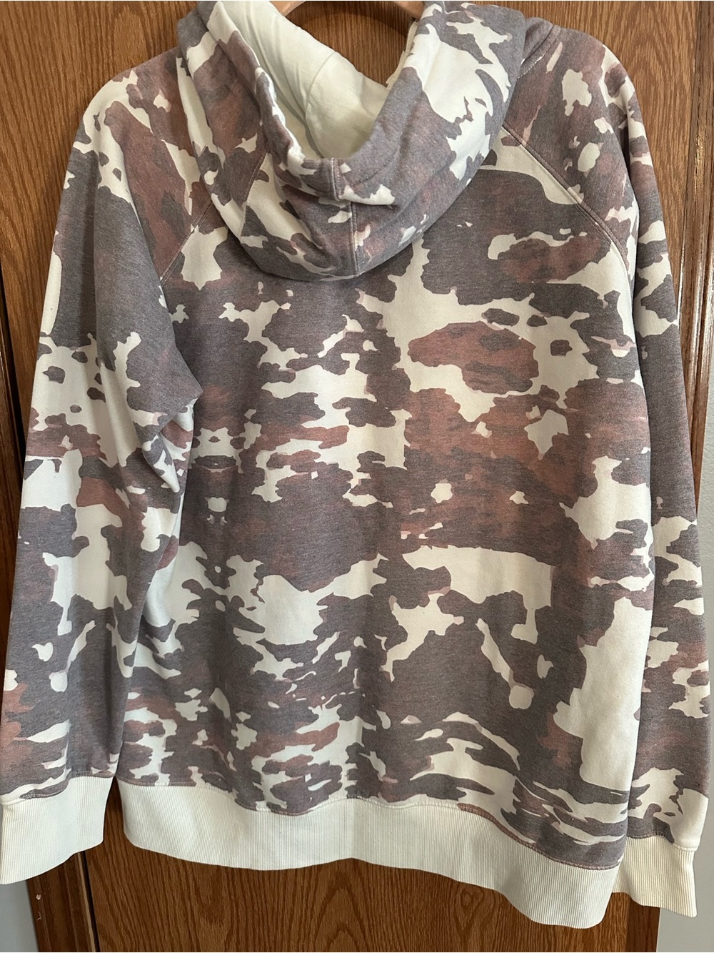 Men's Hooded Camo Print Sweatshirt - Cream & Brown